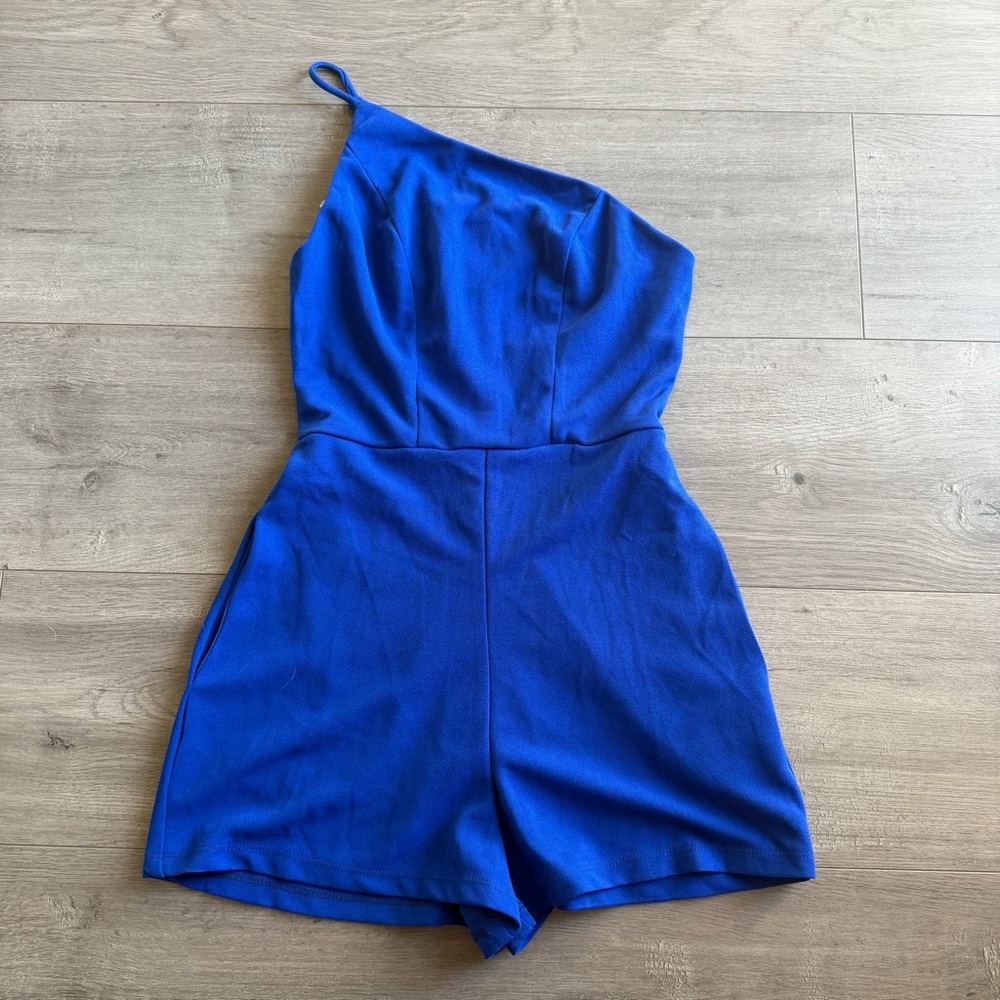 NWT Cobalt blue one shoulder romper - size XS